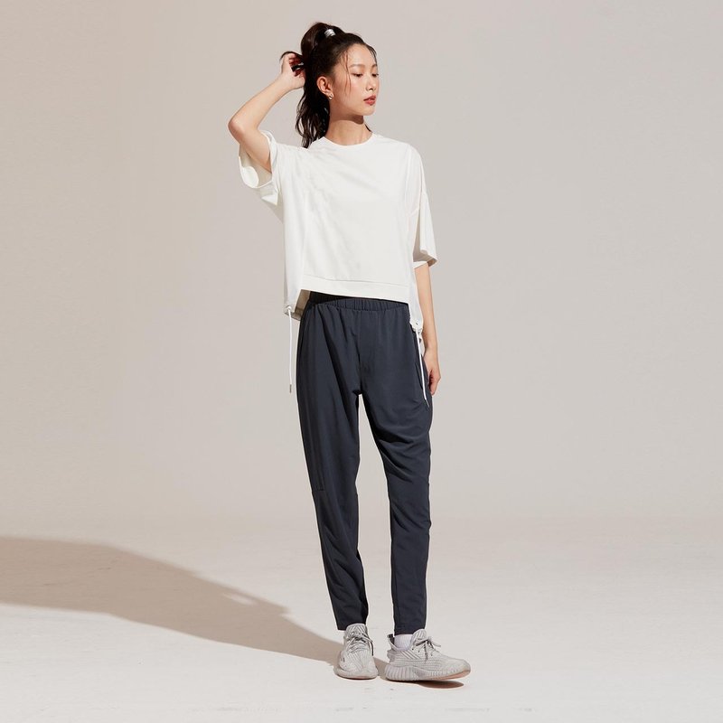 ULTRACOOL-拼接抽绳上衣-香槟白 - 女装 T 恤 - 尼龙 白色