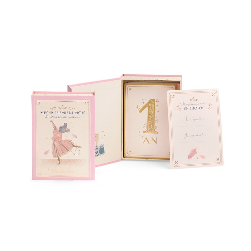 法国 Moulin Roty 小小舞蹈学校拍照月份卡(30张) 弥月 婴儿 - 卡片/明信片 - 纸 多色