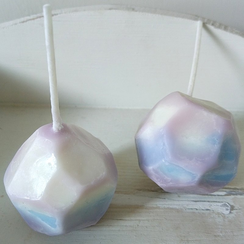 Stone 原石 | 2入组合 香氛大豆蜡烛 桂花味 | 生日礼物 婚礼小物 - 蜡烛/烛台 - 蜡 蓝色
