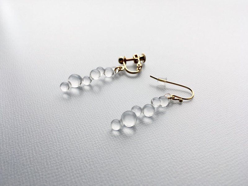 -Dew- long earrings / earrings - 耳环/耳夹 - 玻璃 白色