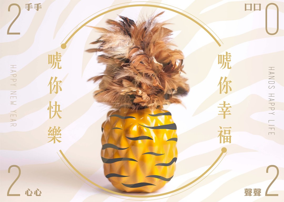 虎你旺 / 唬你幸福、唬你快乐、鸡毛掸子。设计师手绘虎纹凤梨 - 玩偶/公仔 - 树脂 橘色