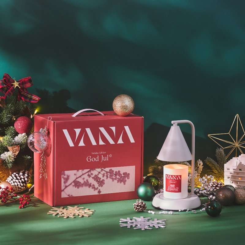 Lagom No.24 雾灰白可定时金属款香氛暖灯礼盒 - 200g肉桂香料调 - 灯具/灯饰 - 蜡 绿色