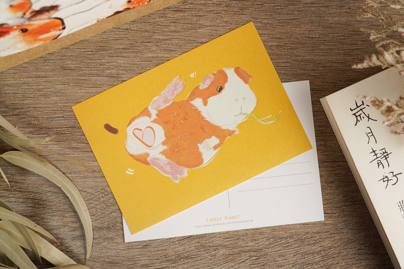 Lovely Planet 天竺鼠明信片 / 万用卡 l 爱心蹦蹦天天 - 卡片/明信片 - 纸 黄色