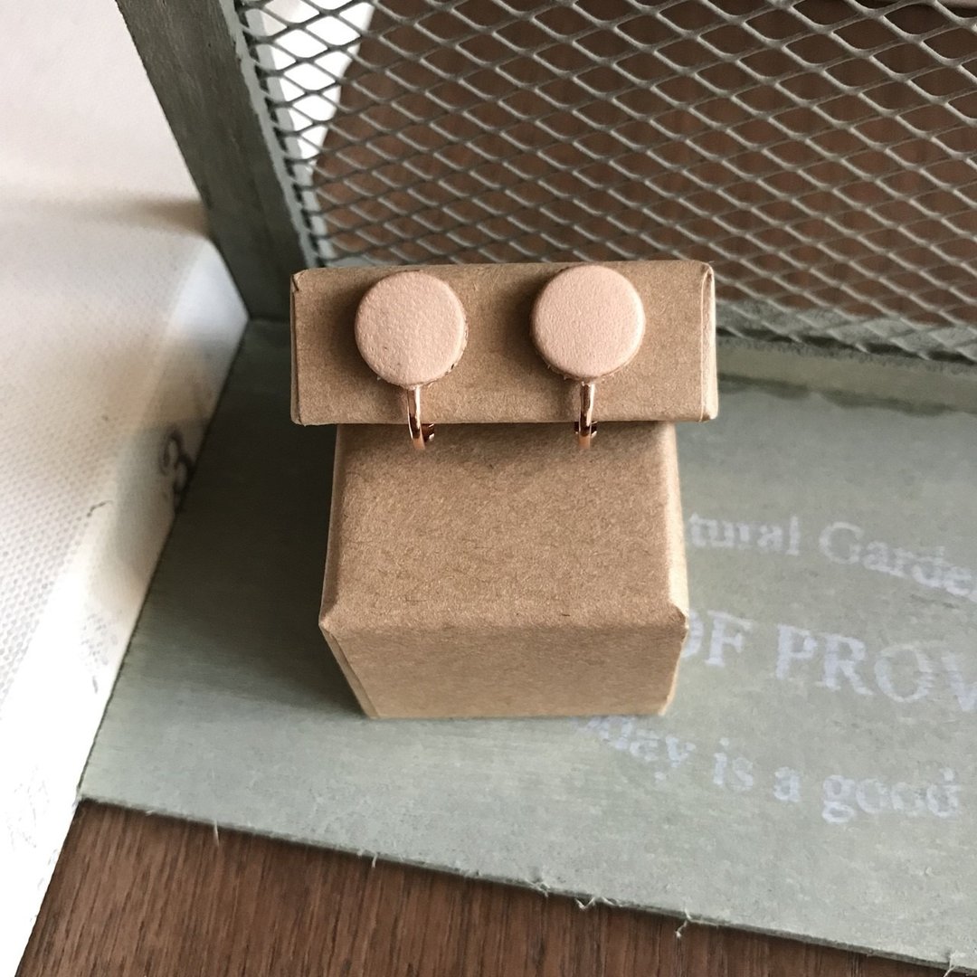 皮革耳环_耳夹式_小圆1号作品_原皮 - 耳环/耳夹 - 真皮 橘色