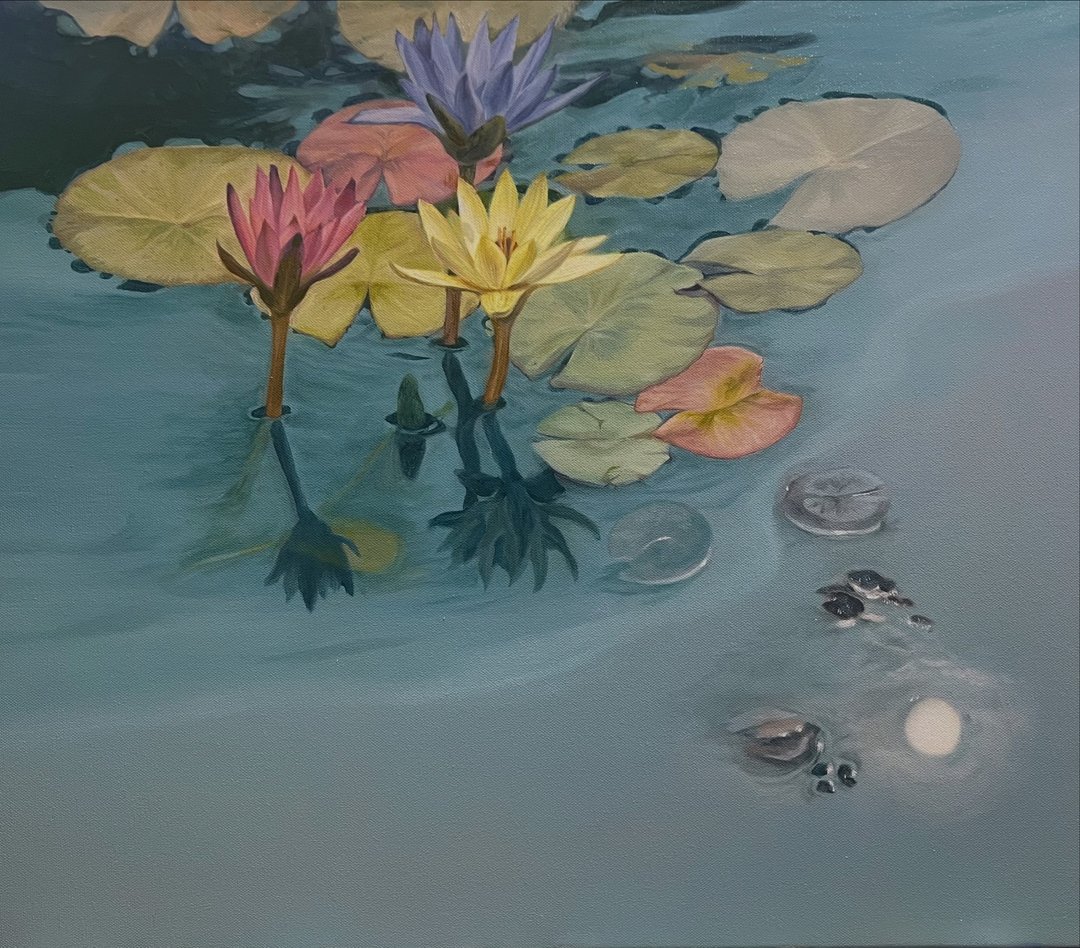 睡莲与月影的两个空间 - 海报/装饰画/版画 - 棉 