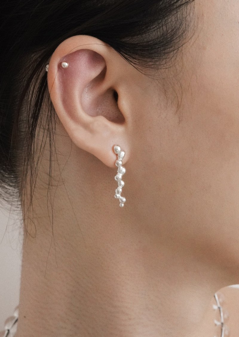 ME03-分裂 Division Earring - 耳环/耳夹 - 纯银 