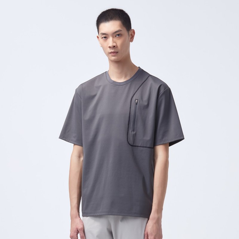 REBOOT动能-拉链口袋上衣-磁灰 - 男装上衣/T 恤 - 聚酯纤维 灰色