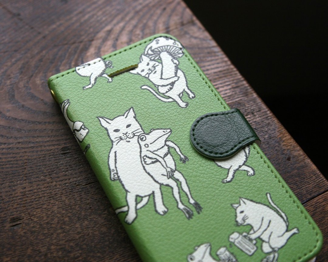 Smartphone cover / notebook type Nakamatachi Green - 手机壳/手机套 - 聚酯纤维 绿色