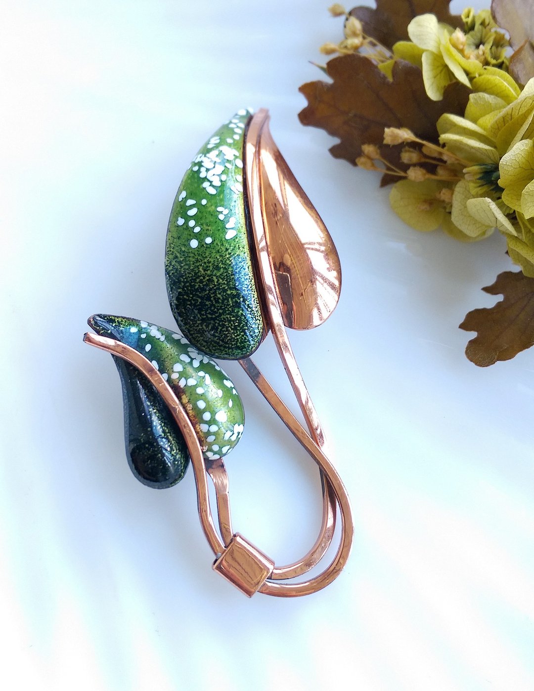 Vintage Jewelry 西洋古董饰品 MATISSE Renoir 心形 双叶 别针 - 胸针 - 其他材质 金色