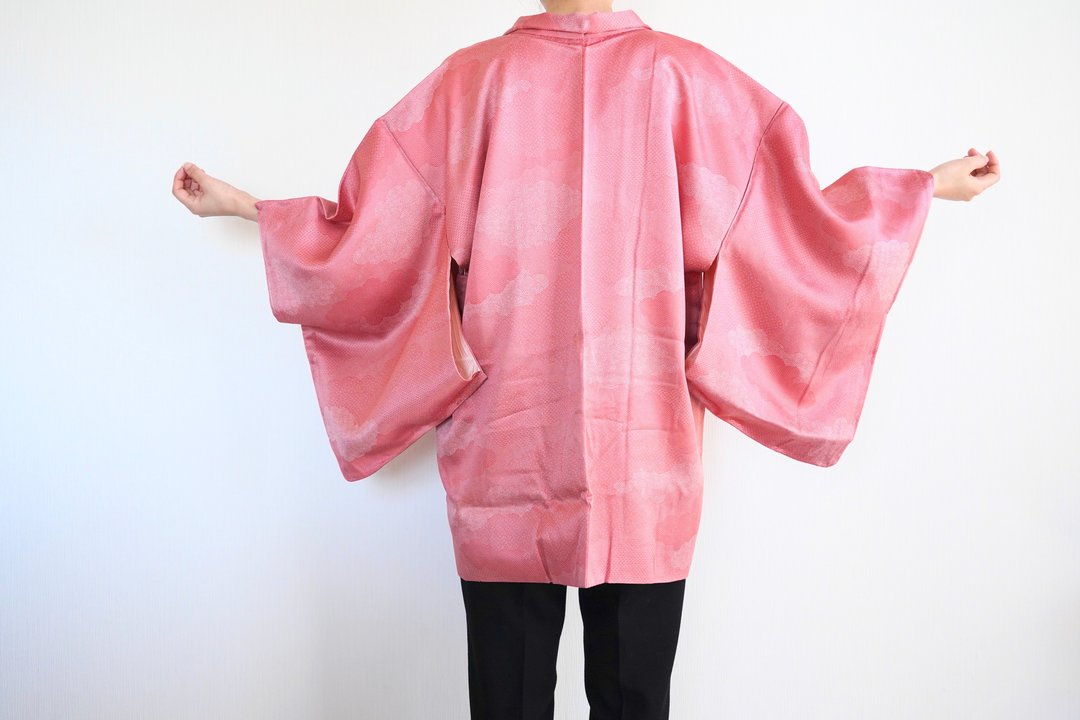 日本和服, 云纹和服, 丝绸羽织, 古董和服, 传统和服 - 女装休闲/机能外套 - 丝．绢 粉红色