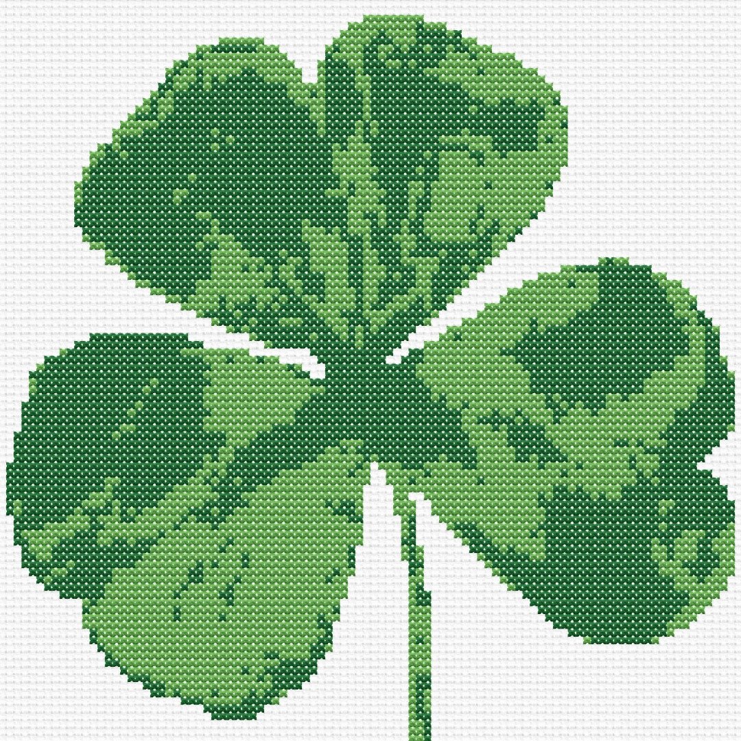 Shamrock cross stitch pattern, clover leaf cross stitch chart, PDF - 其他数码商品 - 其他材质 