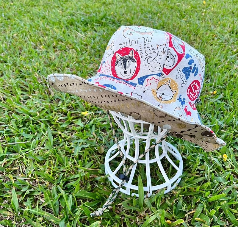 乐福手作双面渔夫帽-讨喜的小狗 - 帽子 - 棉．麻 多色