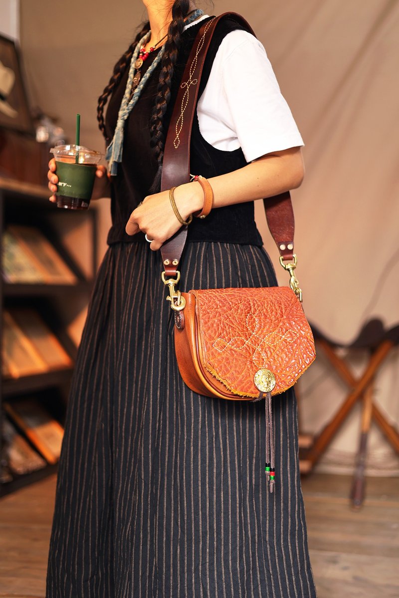 意大利野牛皮 印第安纳瓦霍斜挎包 - 侧背包/斜挎包 - 真皮 多色