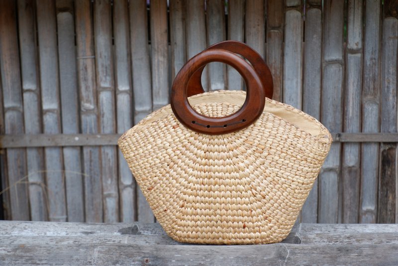 woven bag handbag beach bag vintage bag - 手提包/手提袋 - 植物．花 