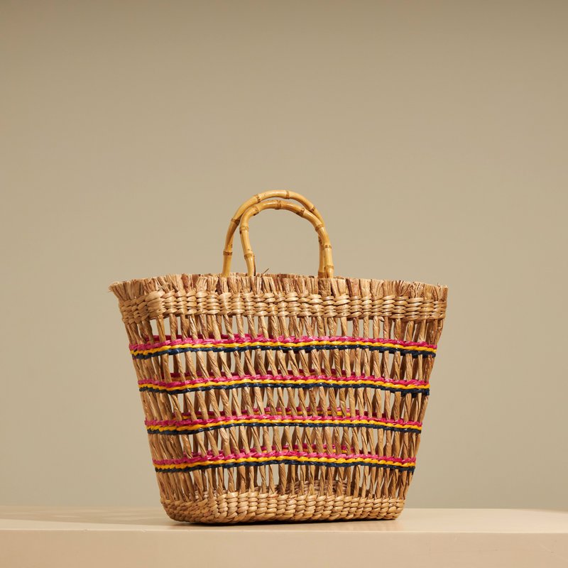 Parrot handwoven basket bag - berry - 手提包/手提袋 - 植物．花 多色