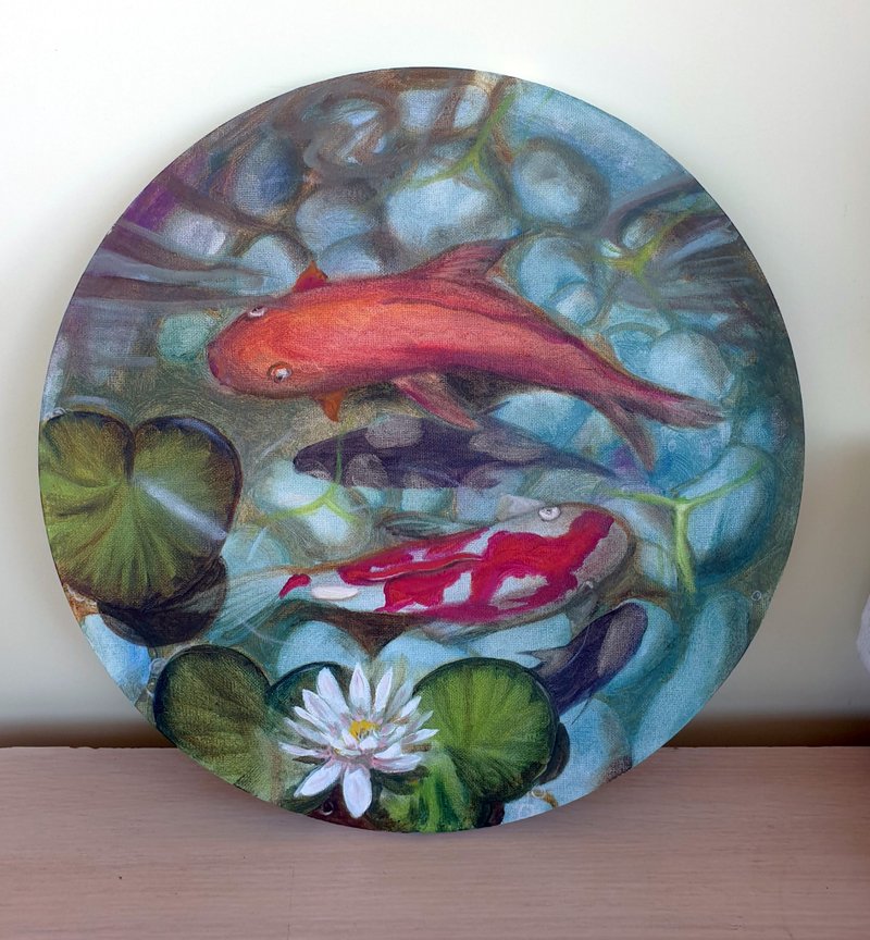 锦鲤鱼油画画布原创艺术 - 海报/装饰画/版画 - 其他材质 绿色