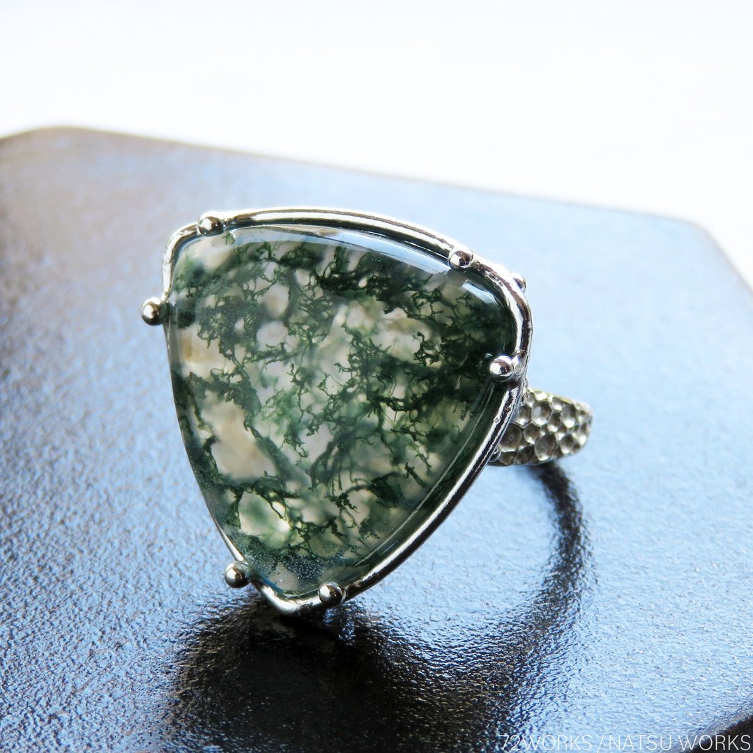 Moss Agate Ring - 戒指 - 宝石 绿色
