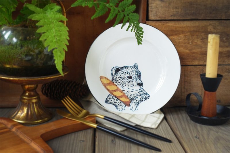 Cheetah Brad - 长棍面豹 经典黑边骨瓷餐盘 - 盘子/餐盘/盘架 - 瓷 黑色