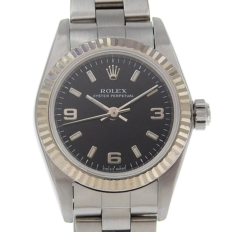 [日本直邮] 劳力士 ROLEX Oyster Perpetual 手表 cal.2230 76094 白金 x SS 自动上链 黑色表盘 [二手] - 女表 - 贵金属 