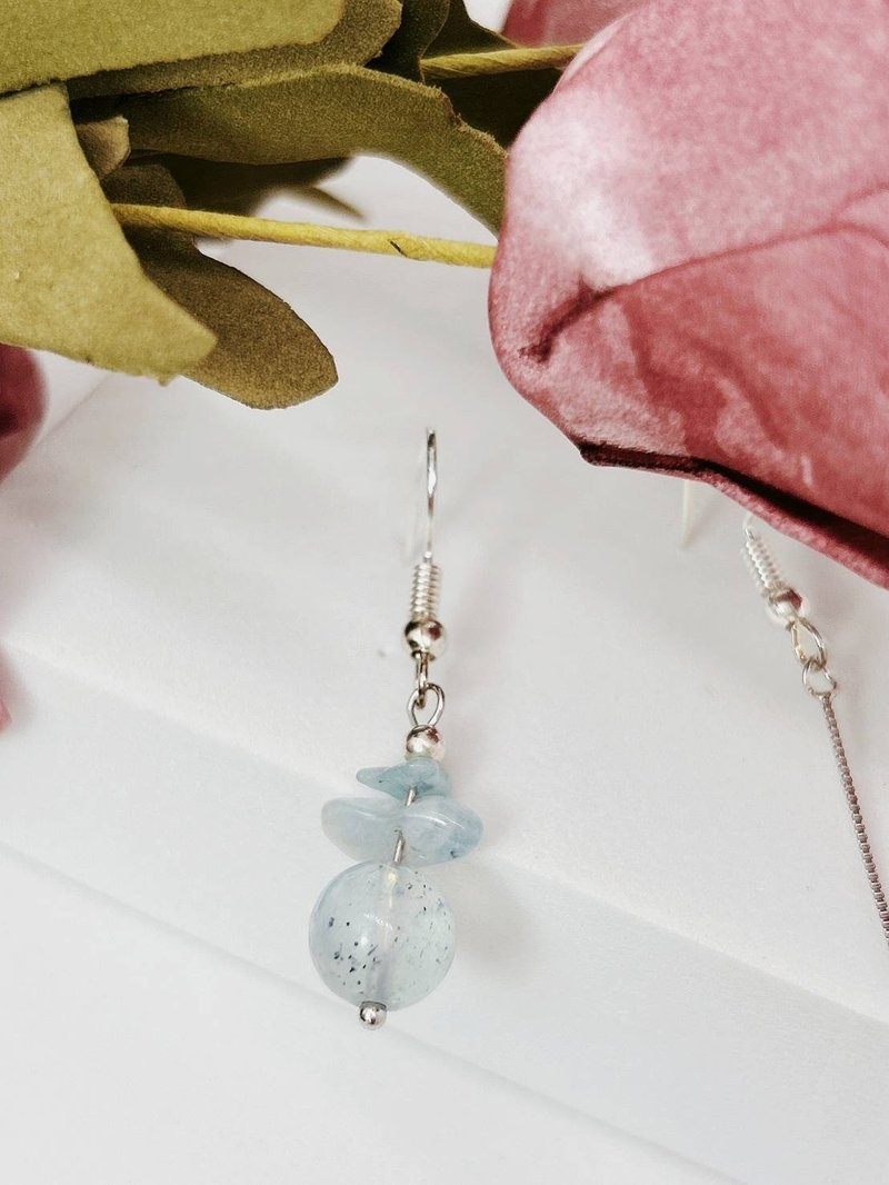 【Jia】—海蓝宝Ab款能量耳环 - 耳环/耳夹 - 水晶 