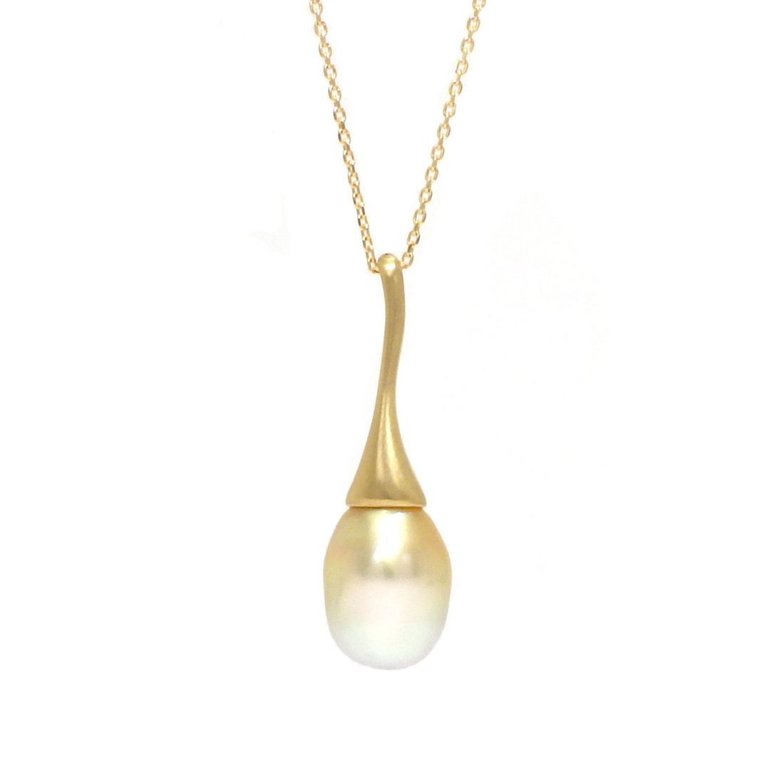 South Sea pearl pendant 18K yellow gold brushed gold - 项链 - 珍珠 