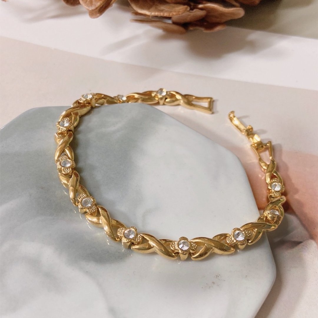 【西洋古董饰品】 繁复交错新艺术风格 浮雕立体 质感 k金 手链 - 手链/手环 - 贵金属 金色