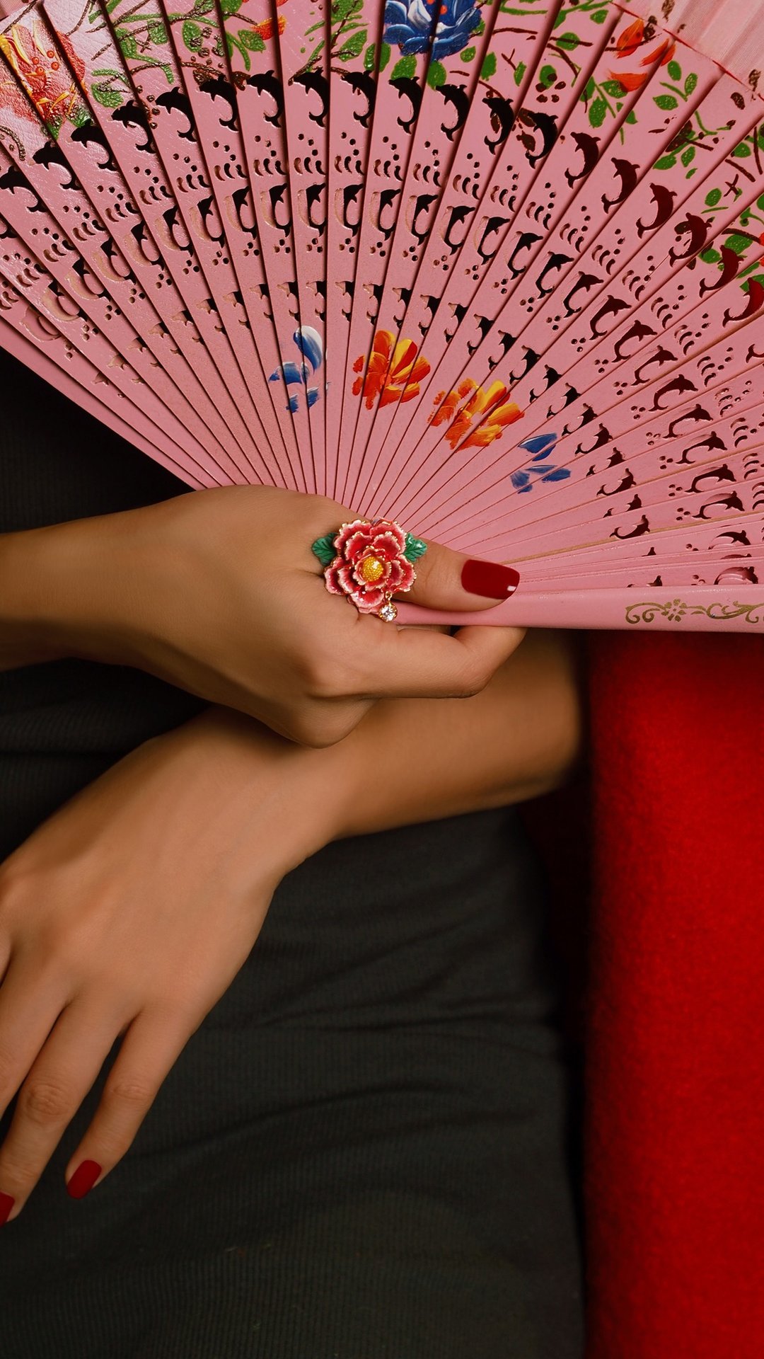 东方罗曼史 爱恋花戒，美学艺术饰品，红色花朵戒指 - 戒指 - 其他金属 红色