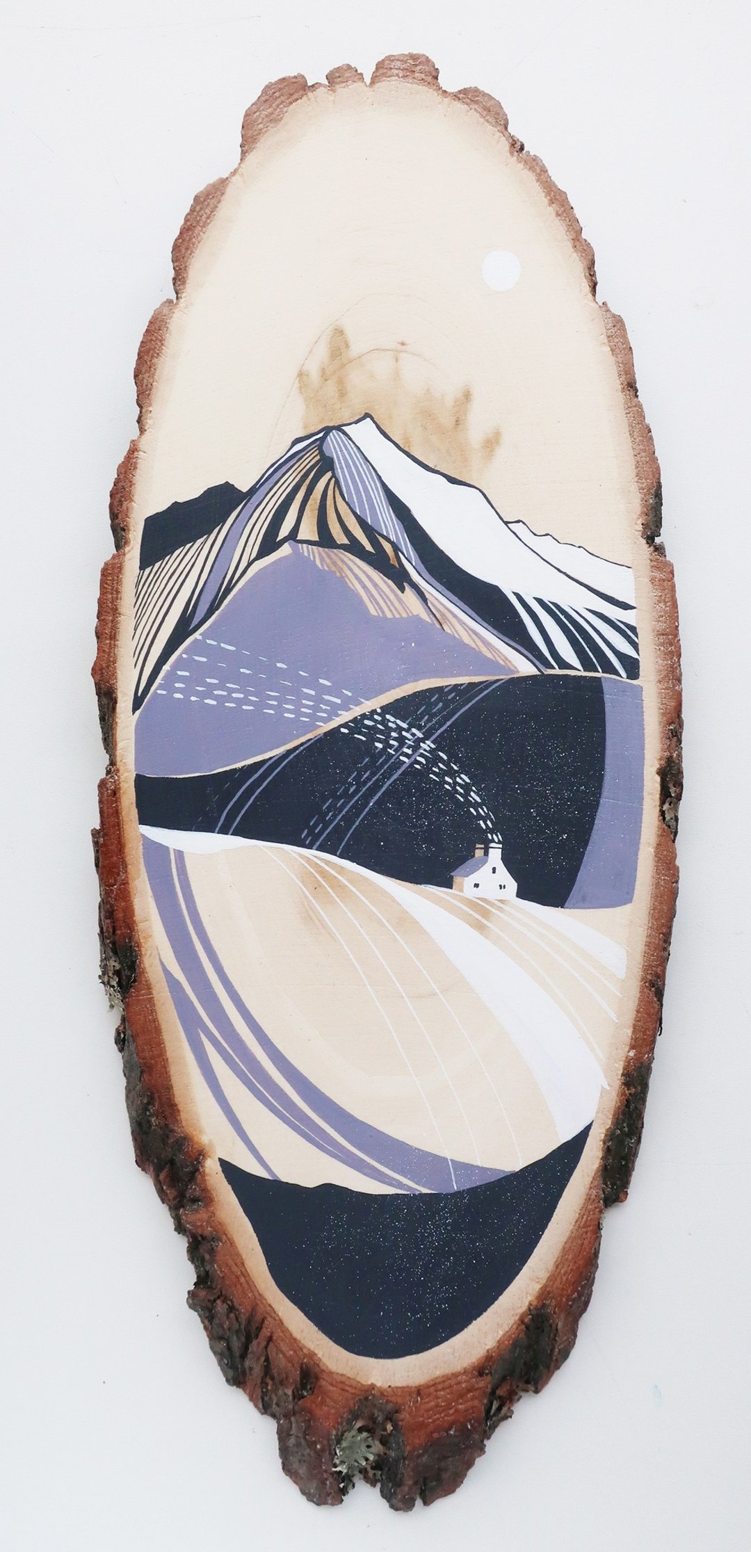 Mountains landscape. Acrylic painting on wood. Gift idea - 墙贴/壁贴 - 木头 多色