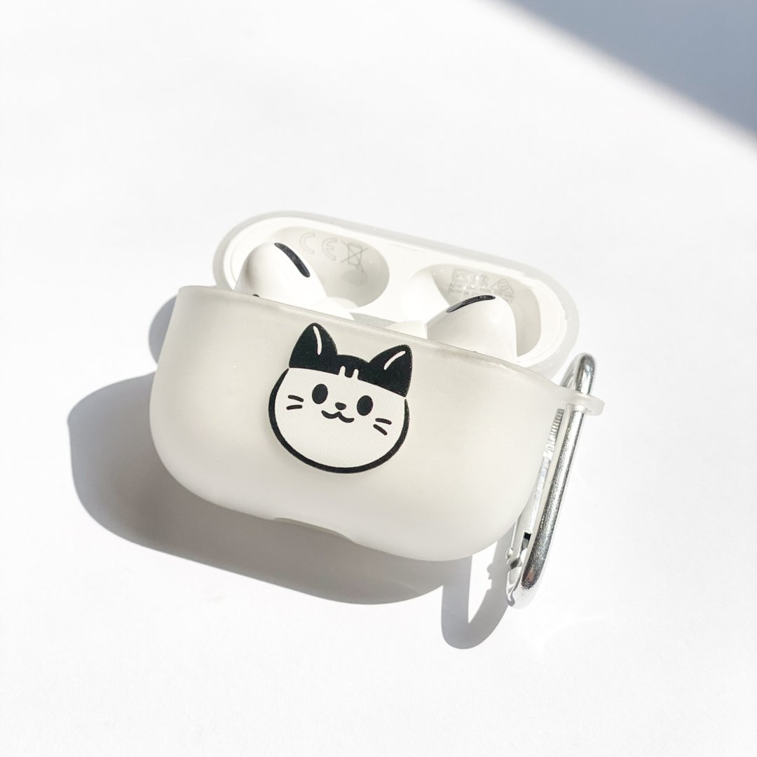 doudle studio 大头橘猫Airpods Pro 1/2代保护壳 附挂钩 - 耳机收纳 - 硅胶 白色