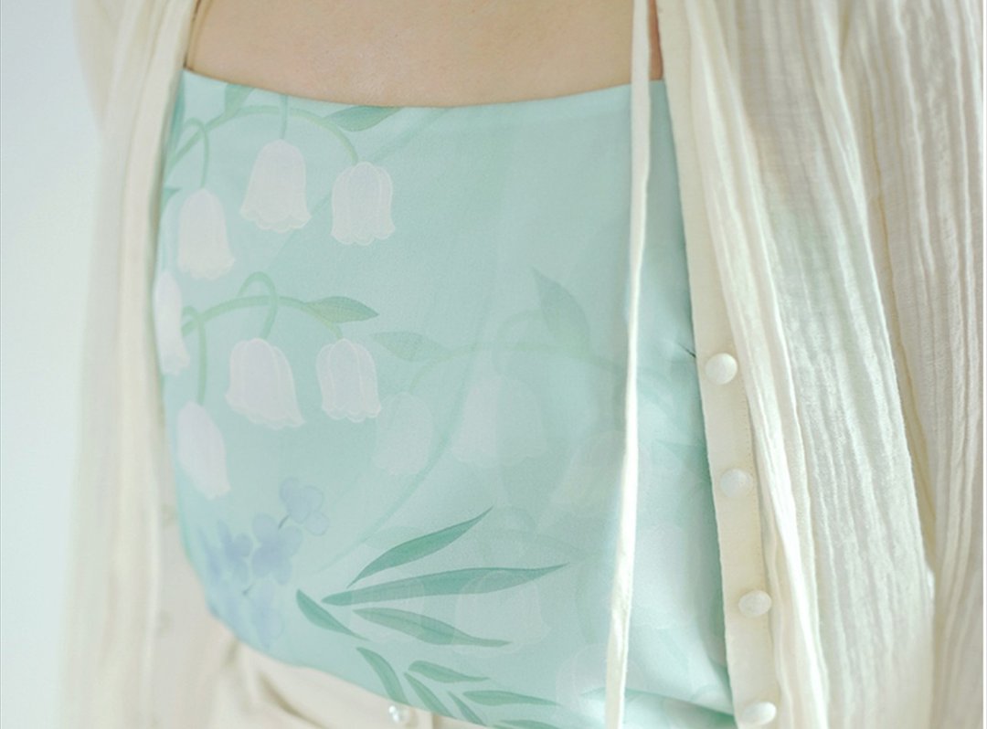 【风铃乐章】新中式复古 汉服印花吊带 - 女装上衣 - 聚酯纤维 蓝色