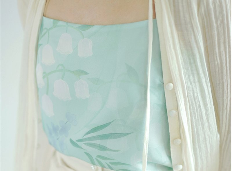 【风铃乐章】新中式复古 汉服印花吊带 - 女装上衣 - 聚酯纤维 蓝色