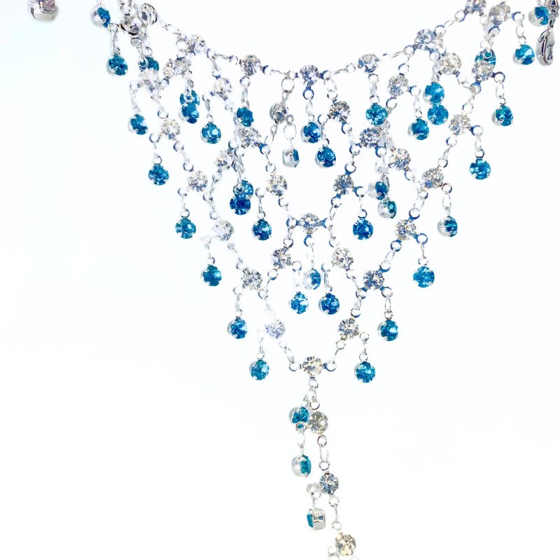 钻连指古风手链手背链戒指一体链首饰满钻小众精致材料包 - 手链/手环 - 铝合金 蓝色