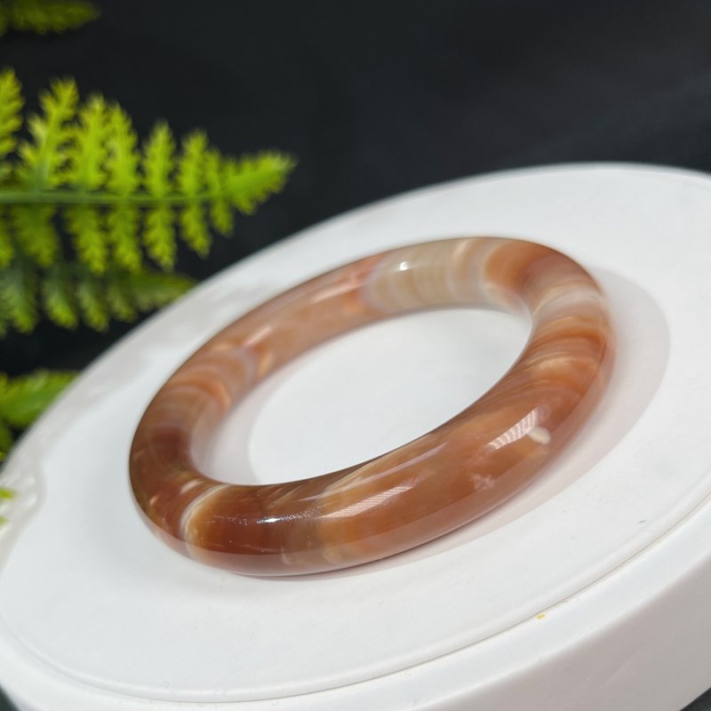 马达加斯加海洋碧玉手镯54MM 对称天眼千层纹玉髓手环 个性百搭 - 手链/手环 - 半宝石 