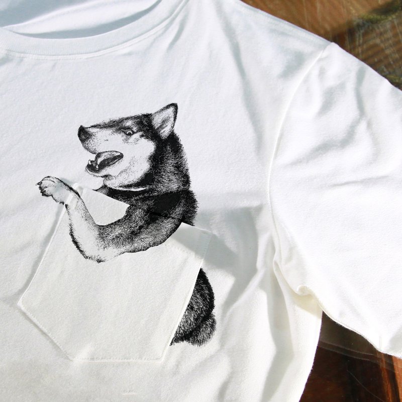 【口袋动物园】黑咪 - 男装上衣/T 恤 - 棉．麻 白色