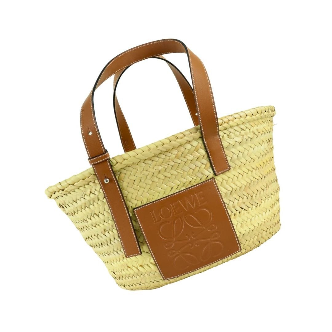 美品 LOEWE 棕榈叶拼接小牛皮手提包 - 01321 - 手提包/手提袋 - 其他材质 卡其色