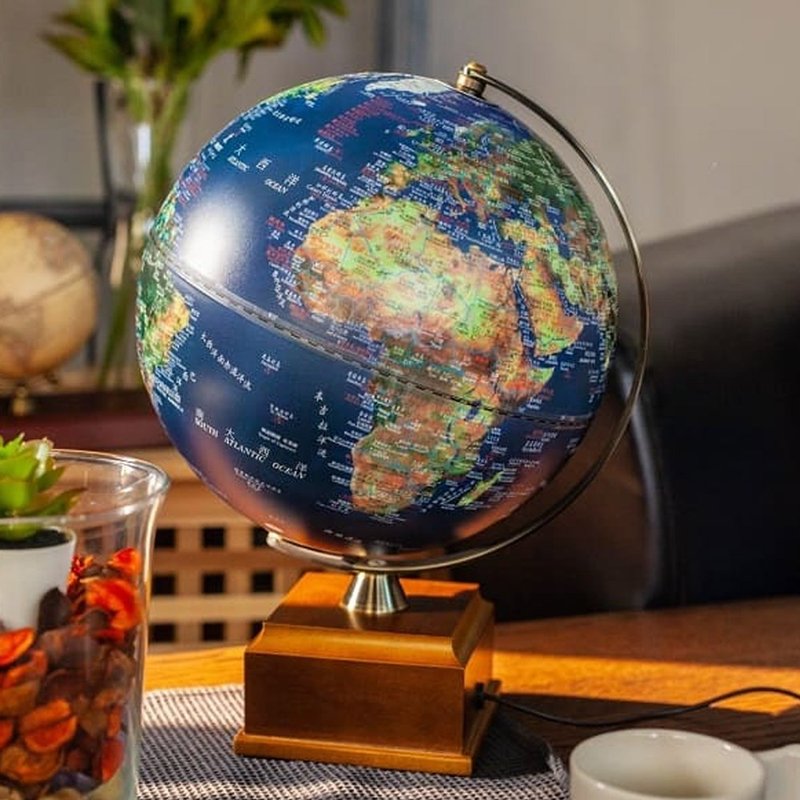 #AR交互款 SkyGlobe  10寸卫星三段式触控木盒底座地球仪 - 摆饰 - 塑料 蓝色