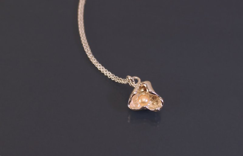 不规则系列-融化的爱心小珍珠925银项链 - 项链 - 纯银 粉红色