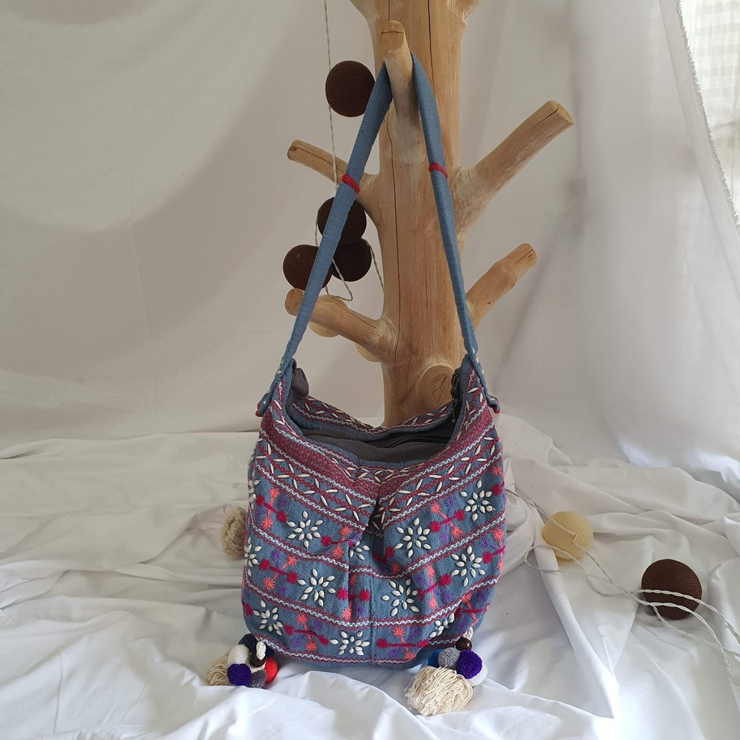 blue sky millet bag. - 侧背包/斜挎包 - 棉 