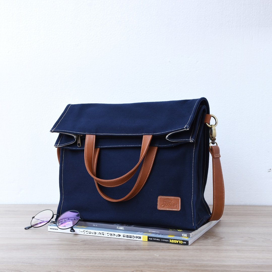 Unpaper tote 袋 - 海军蓝 - 手拿包 - 棉 蓝色