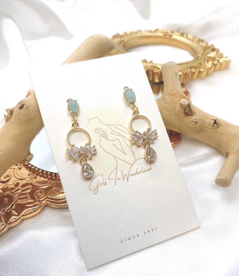 |优雅气质|公主风 x 气质简约风  • 锆石小垂坠耳环• 925耳针 - 耳环/耳夹 - 其他金属 金色