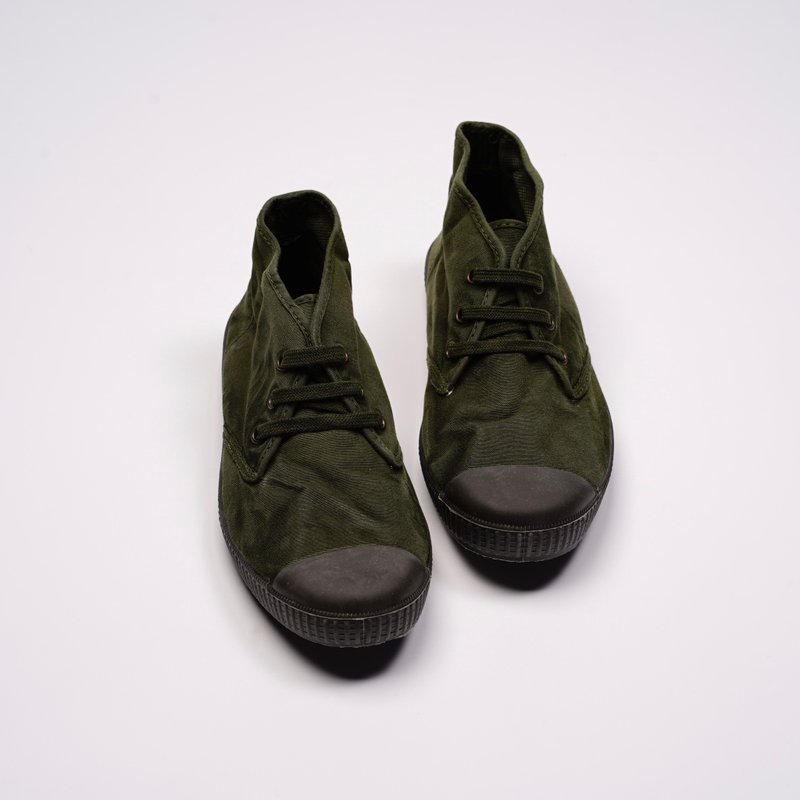 西班牙帆布鞋CIENTA U60777 22墨绿色 黑底 洗旧布料 大人 Chukka - 女款休闲鞋 - 棉 绿色