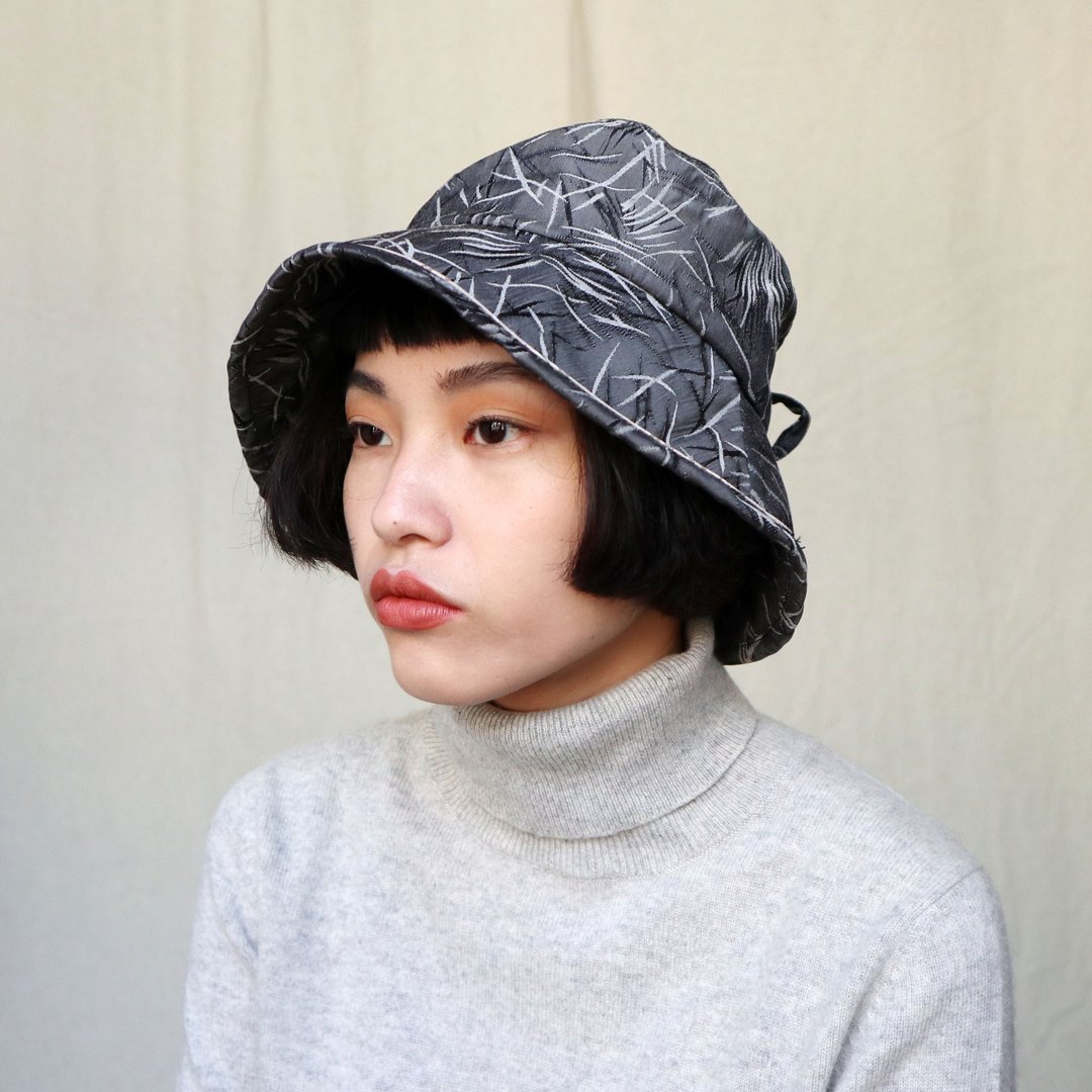 南瓜Vintage。古着 灰色 花纹 绑带 渔夫帽 - 帽子 - 其他材质 灰色