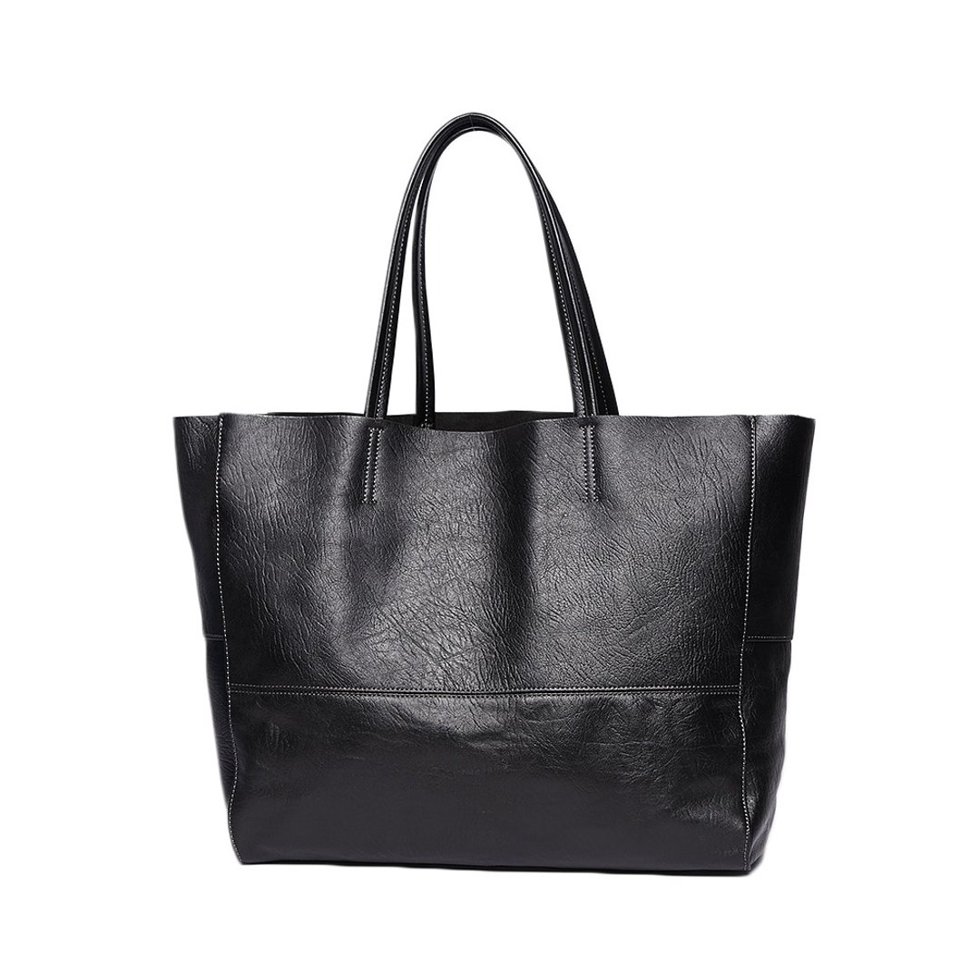 宽版有机拖特包 Organic Tote / S / 黑色 - 侧背包/斜挎包 - 真皮 黑色