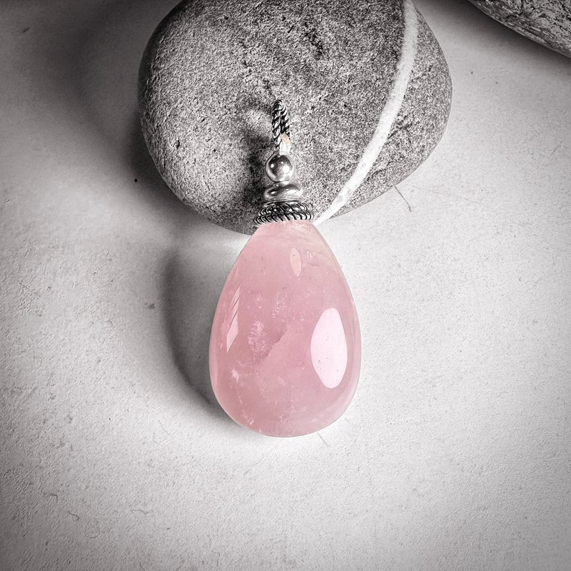 粉晶 银制吊坠 - 项链 - 半宝石 