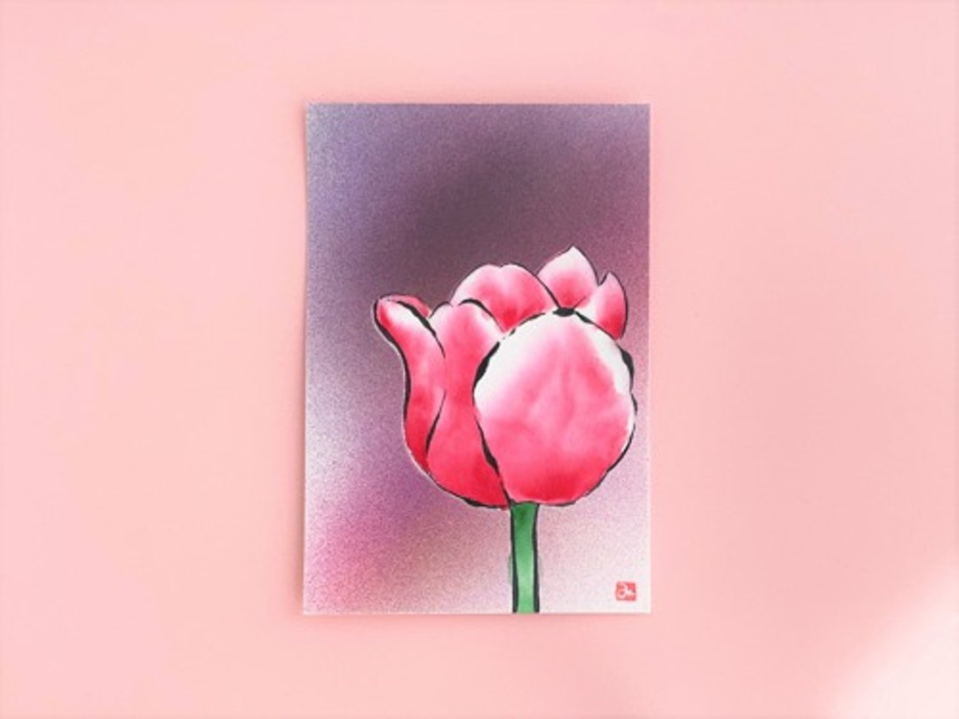 Original painting tulip flower painting interior painting art - 海报/装饰画/版画 - 纸 红色