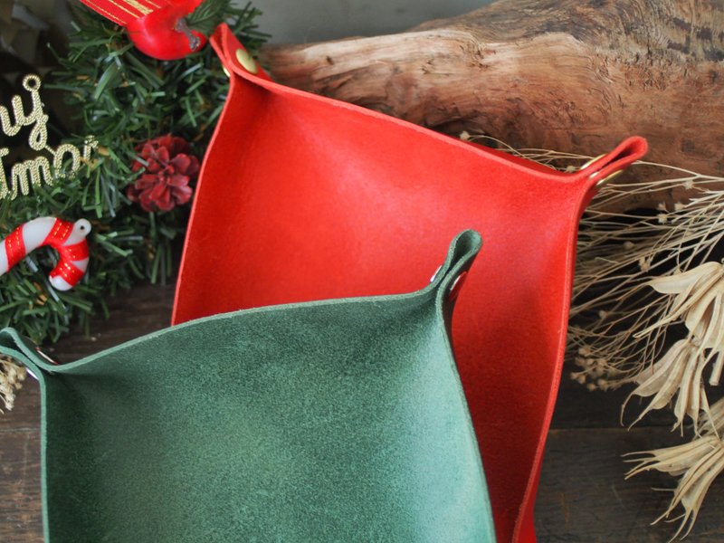 植鞣皮革收纳盘 红色/绿色 - 收纳用品 - 真皮 绿色