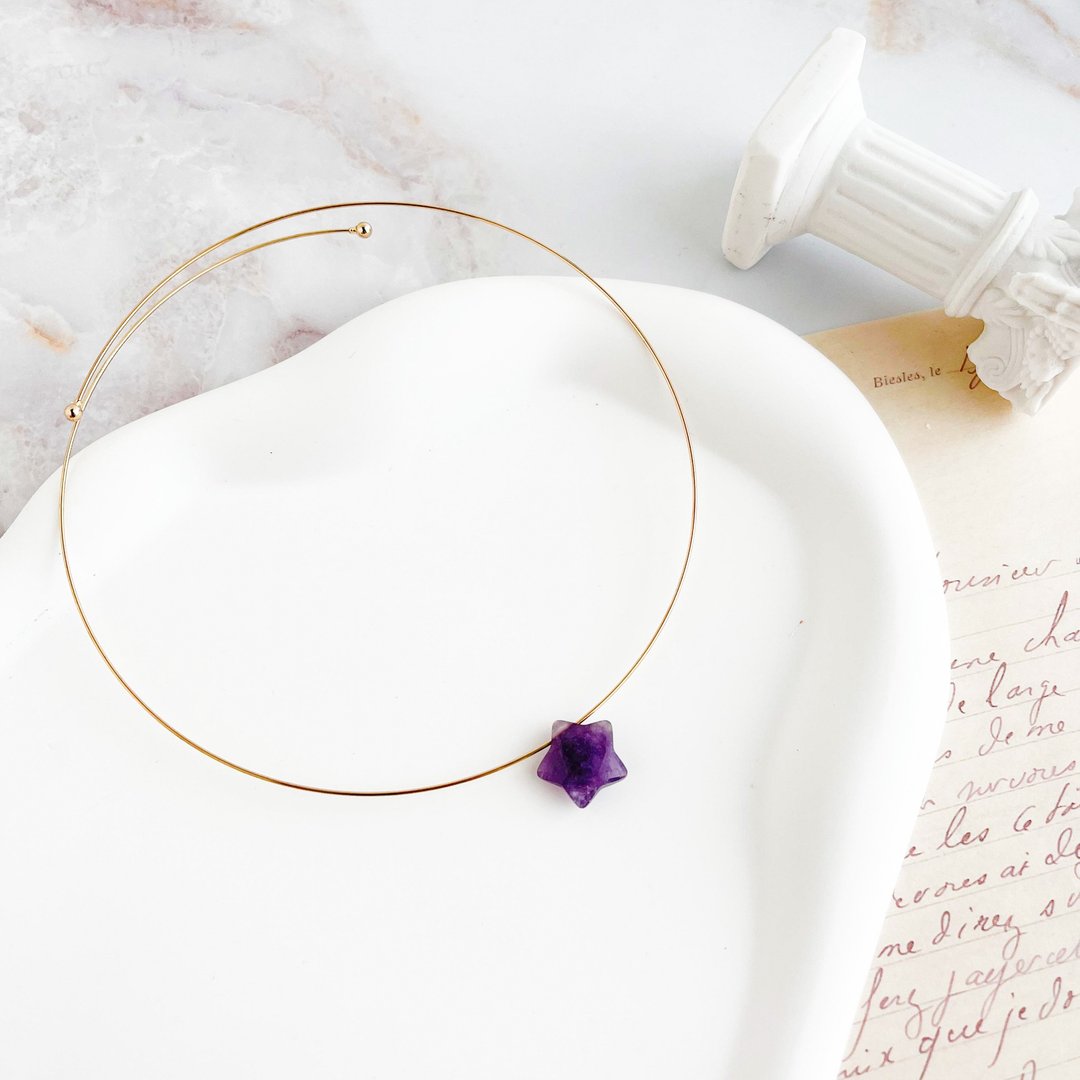 Star Amethyst Wire Choker SV483 - 颈链 - 其他材质 紫色