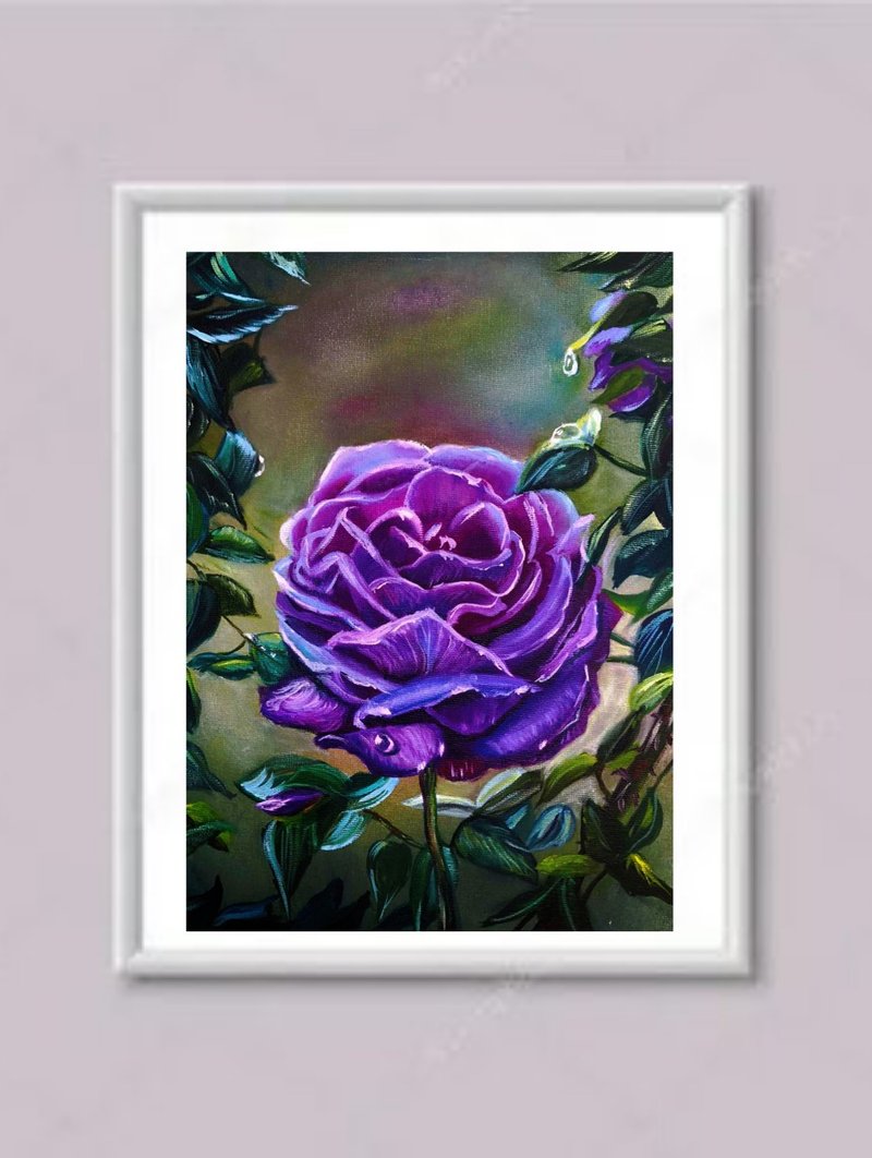油画玫瑰花丁香花艺术画明亮画20x30厘米 - 墙贴/壁贴 - 其他金属 多色