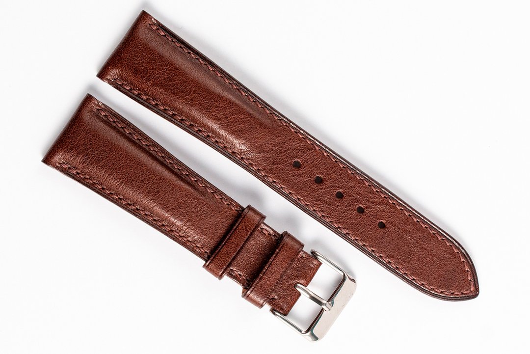 Nappa padded watch strap, luxury padded watch band, bespoke full-grain leather - 表带 - 真皮 咖啡色