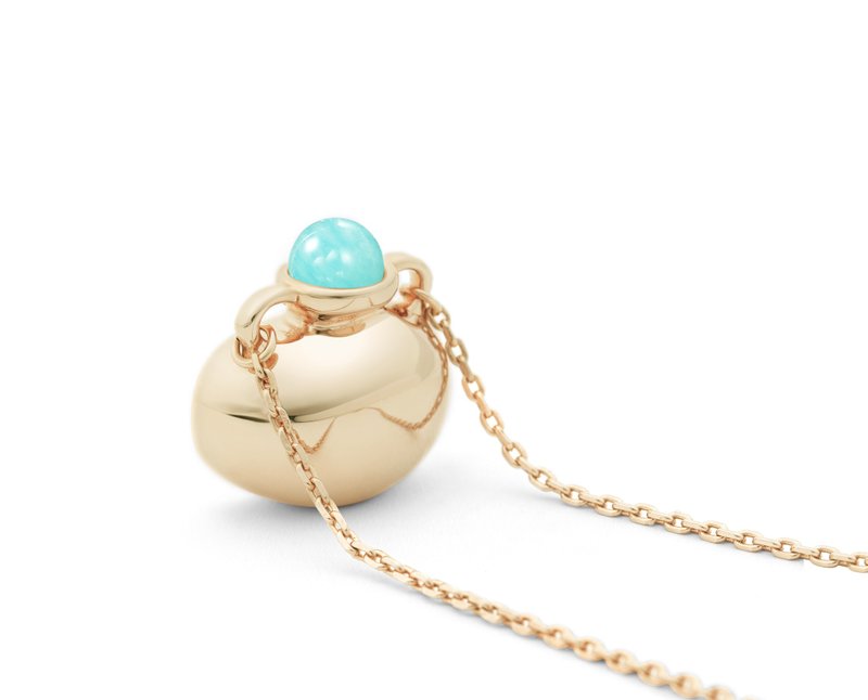 个性化刻字水瓶项链 天河石花瓶吊坠 925纯银安芙兰花瓶锁骨链 - 项链 - 纯银 蓝色